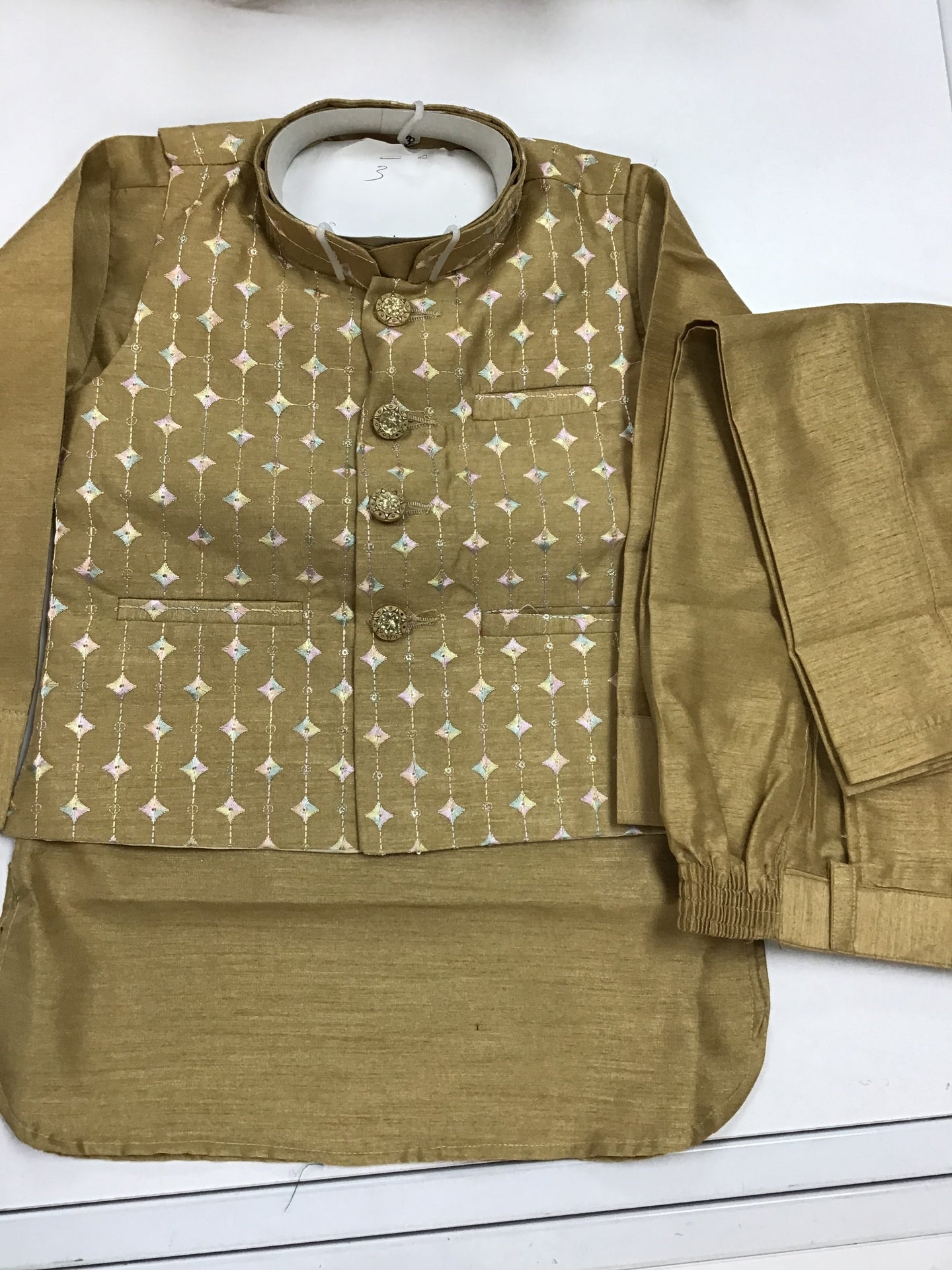Gold kurta set with jacket