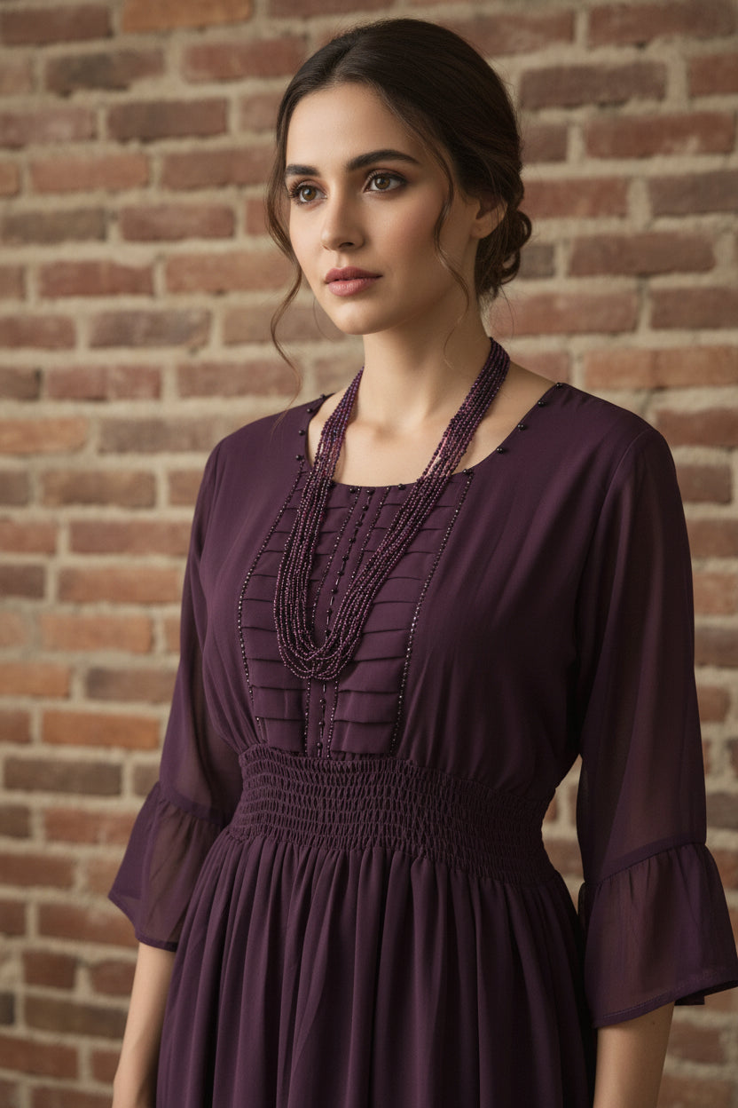Purple chiffon dress