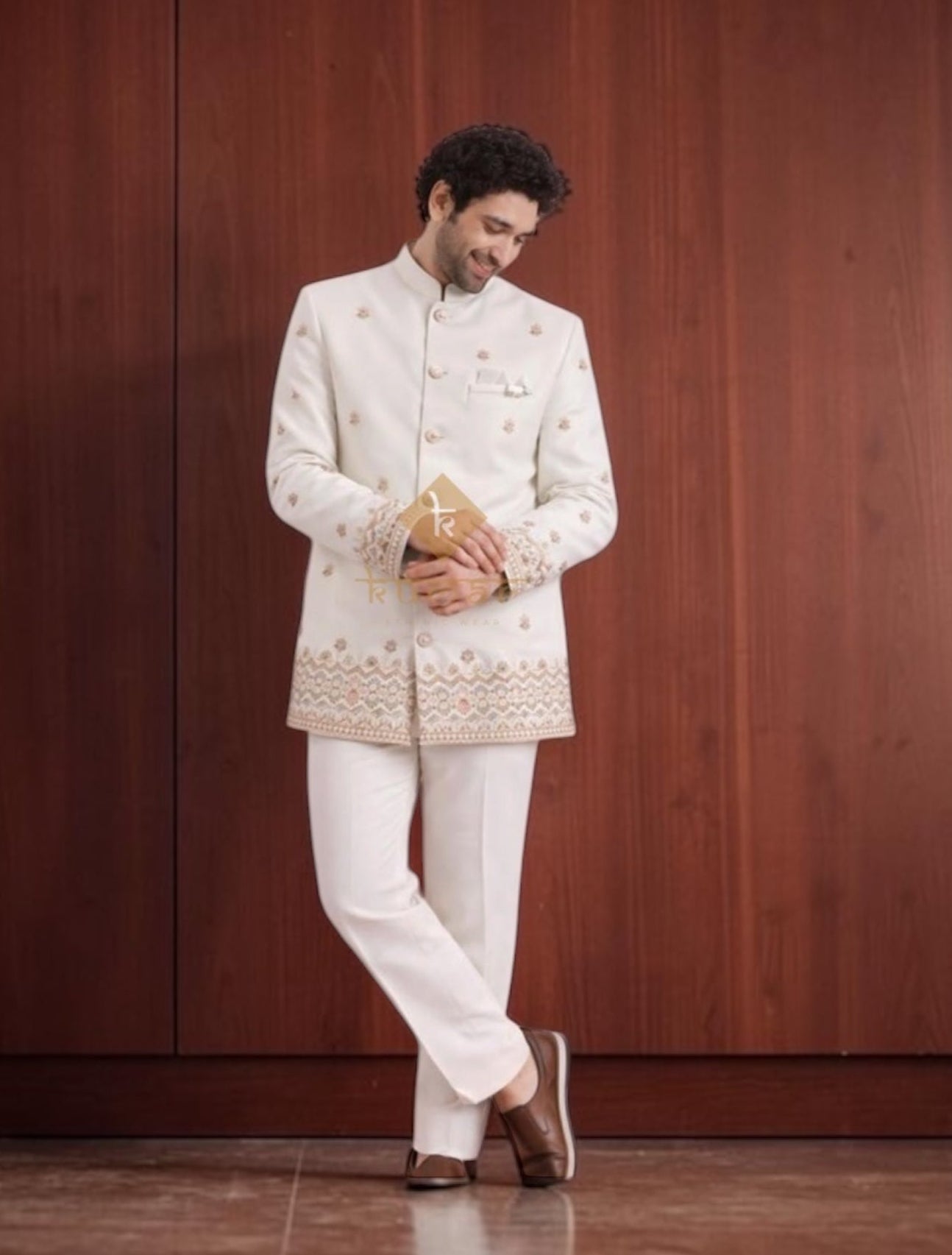 Ivory Sherwani : Traditional jacket (Indo western)