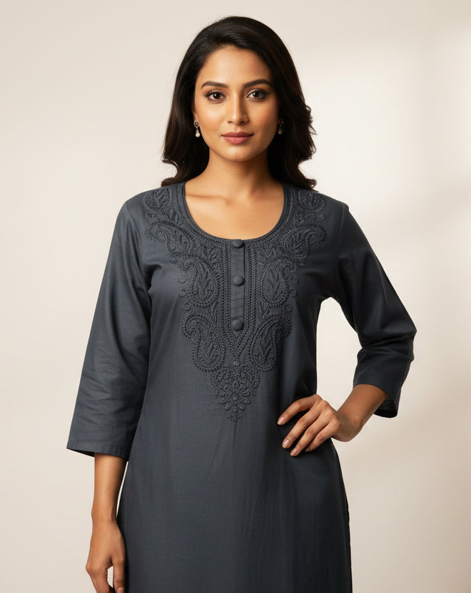 Rayon Chikankari Kurti