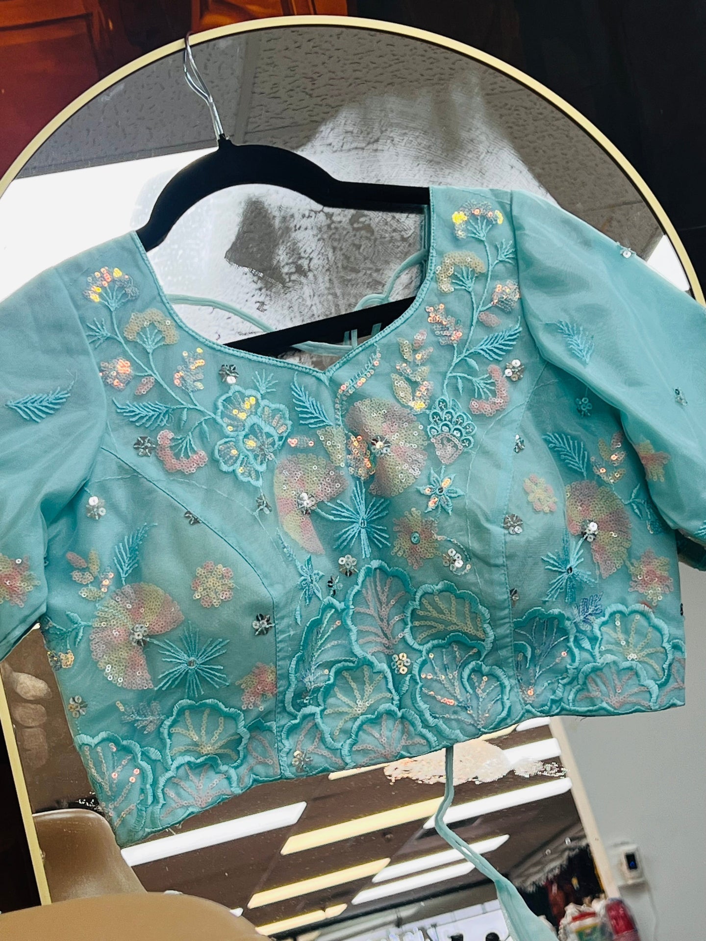 Light blue party wear Lehenga choli set