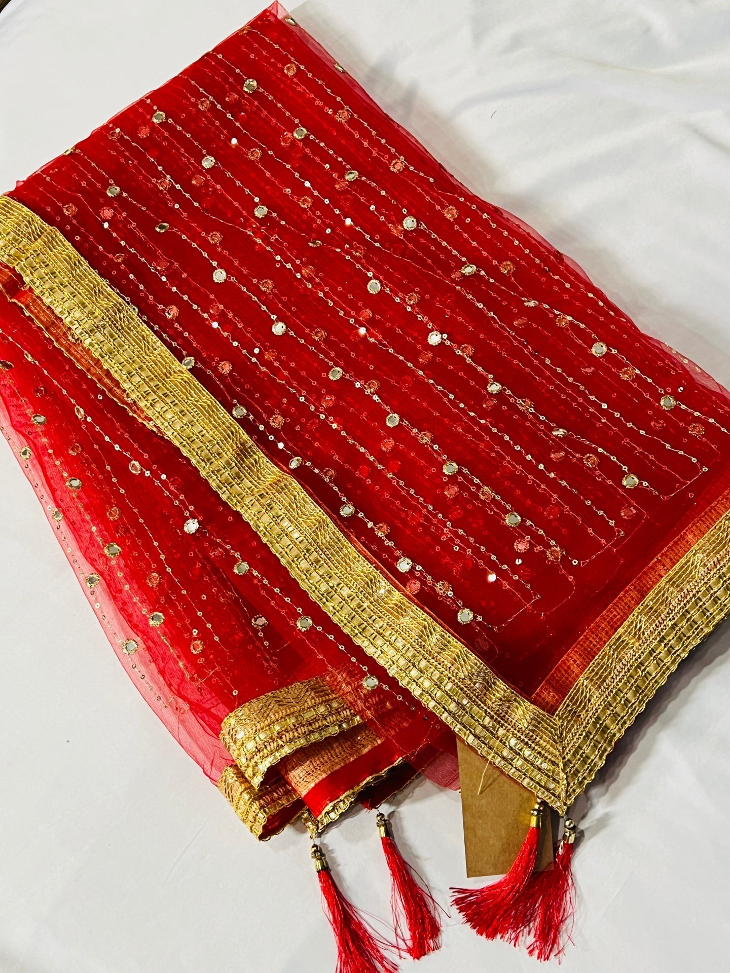 Red net dupatta