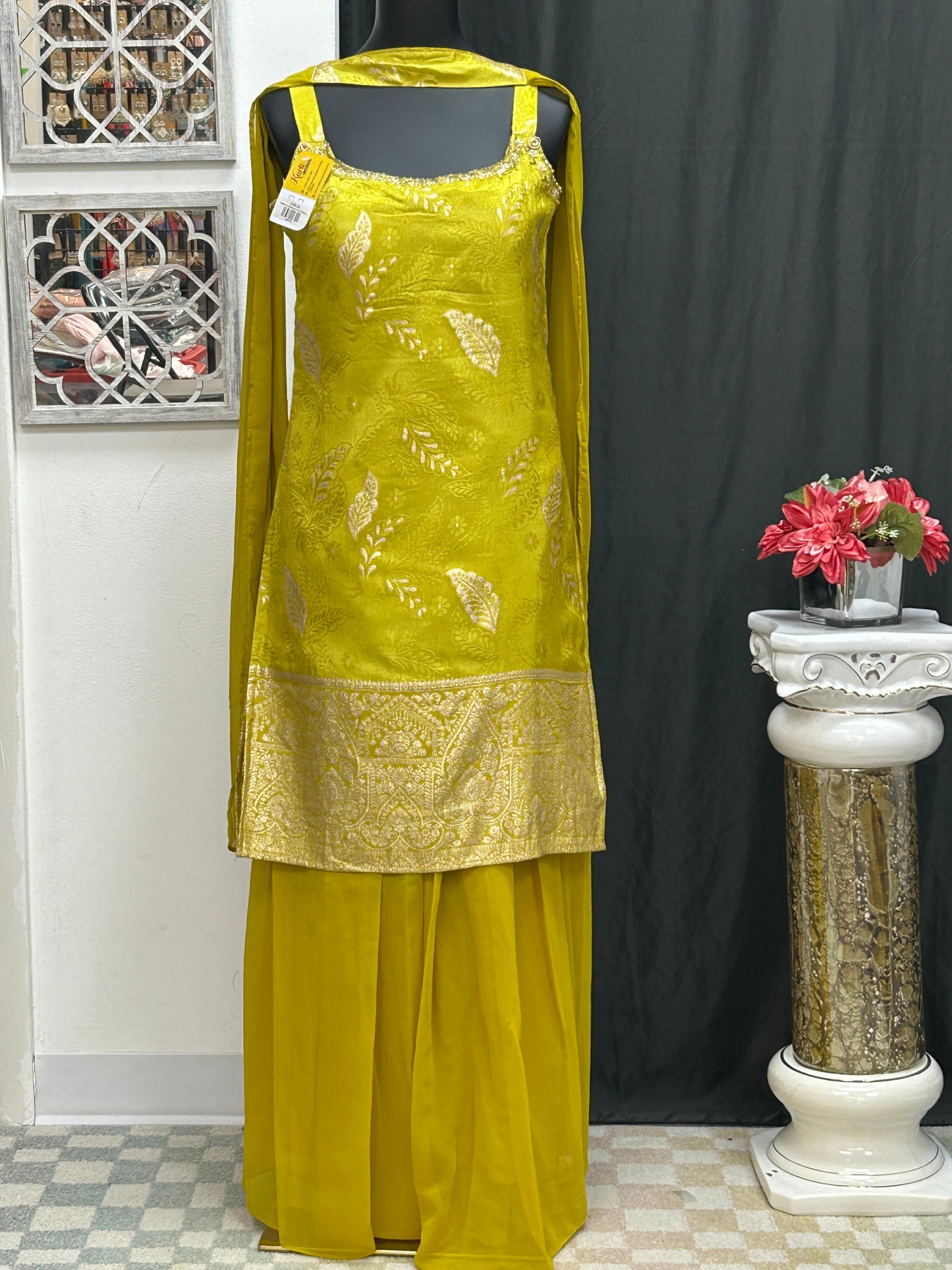 Chiffon silk sharara suit