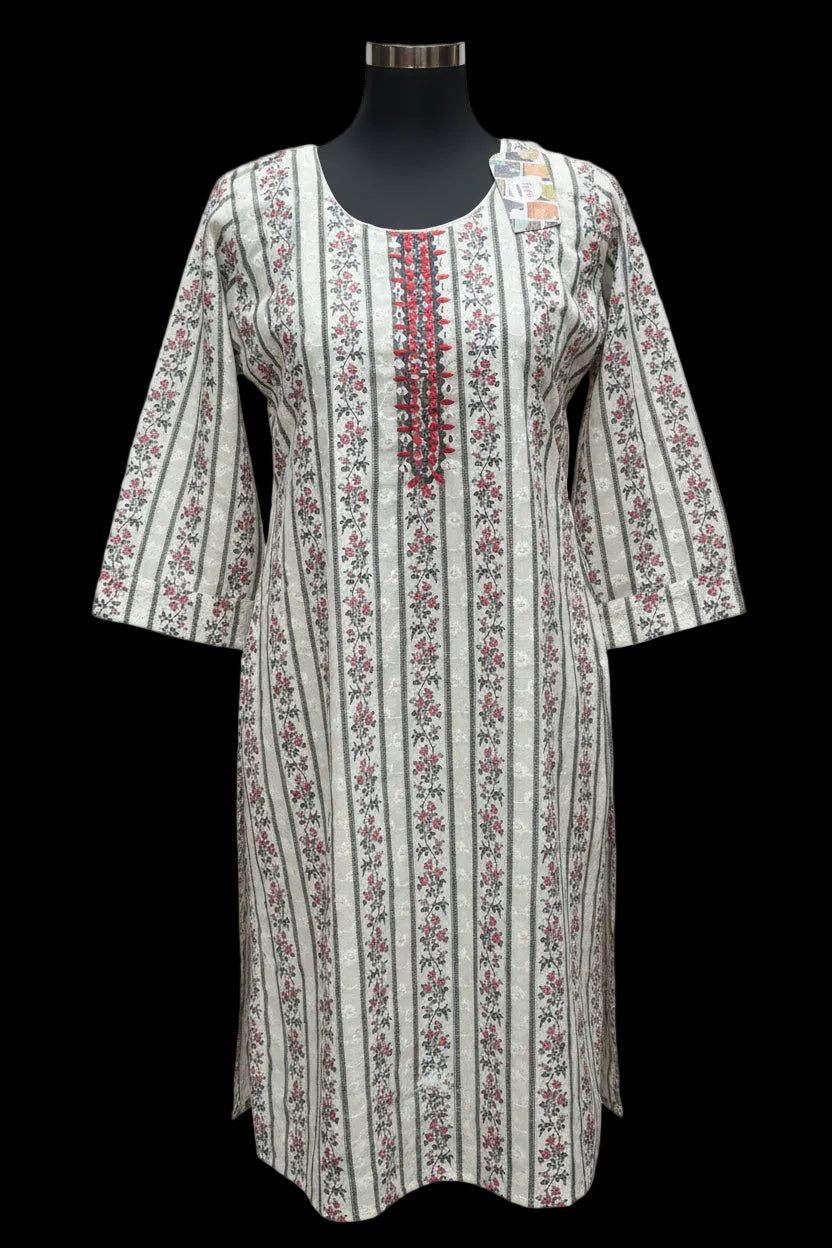 Cotton chikankari kurti with digital print