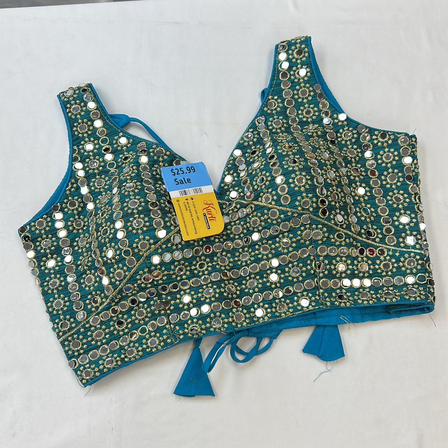 Teal blue mirror blouse