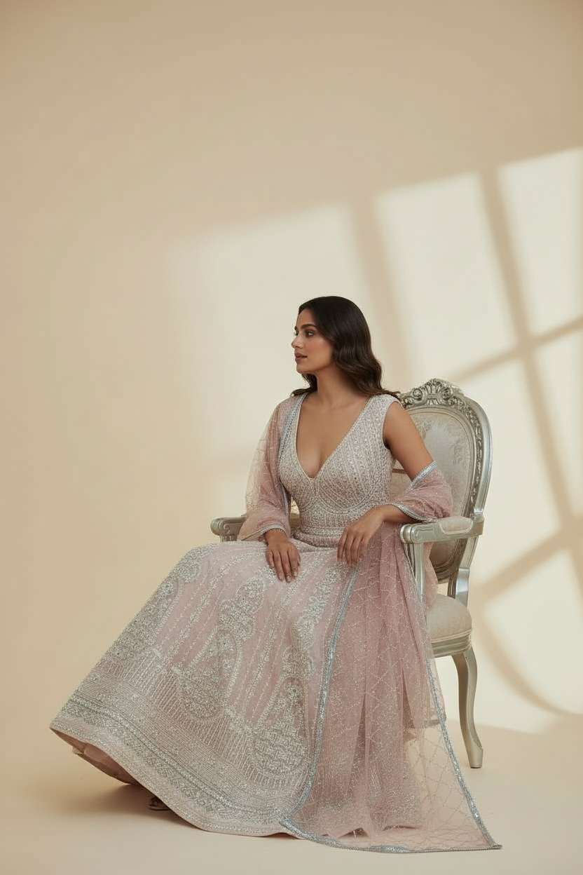 Heavy party wear bridal gown