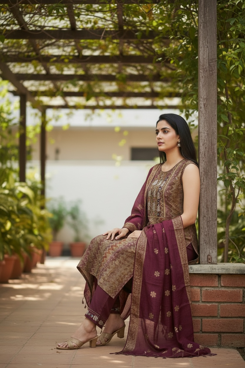 Modal silk salwar suit