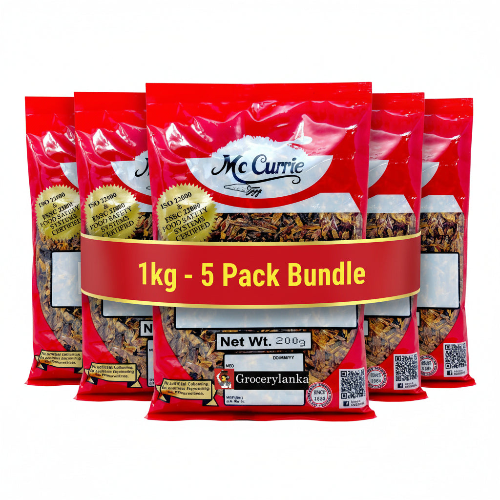 Mc Currie Maldive Fish Chips 1kg (2.2lb) - 200g x 5 Pack Bundle