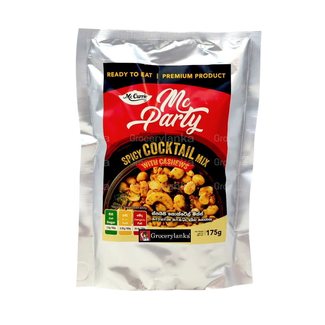 Mc Currie Mc Party Cocktail Mix with Cashews 175g – Spicy Sri Lankan Snack Mix for Parties & Tea Time