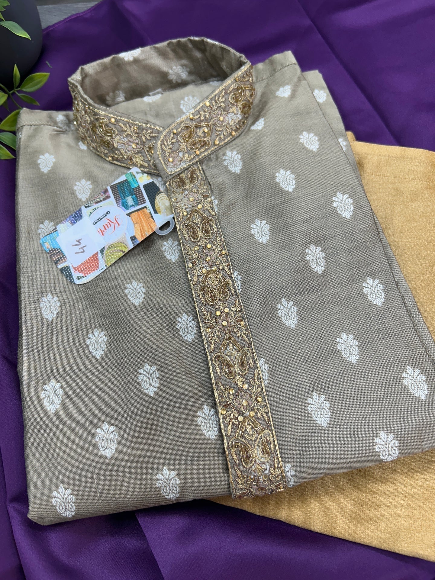 Cotton silk kurta | Mute Gold