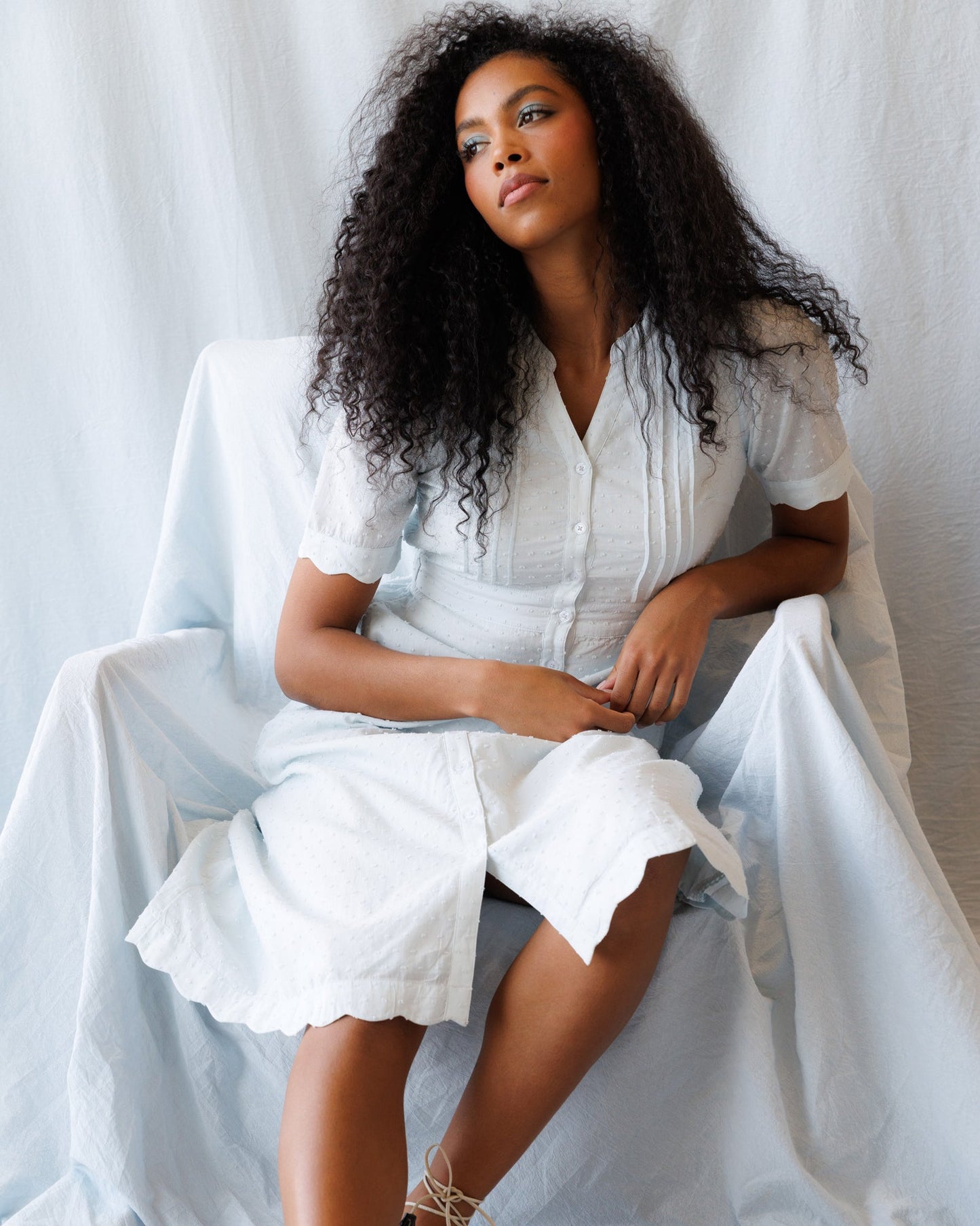 Swiss Dot Scallop Dress