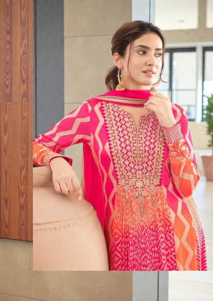 Saawan : Chinon silk long gowns