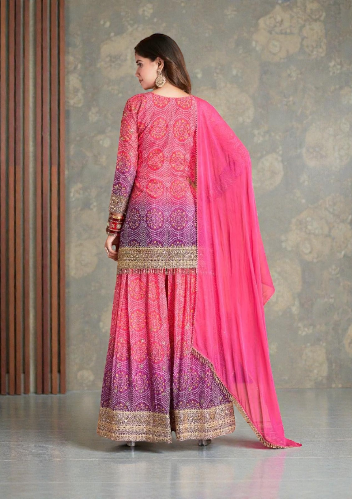 Rangeela : Bandhani silk sharara suits