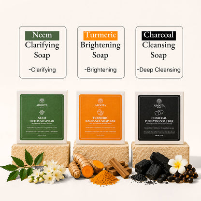 Ayurvedic Soap Gift Set: Neem, Turmeric & Charcoal