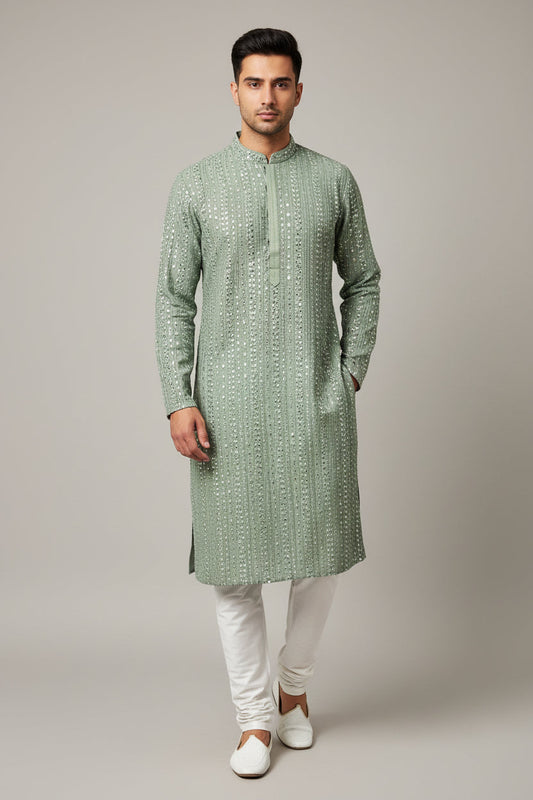 Light green kurta pajama set for men