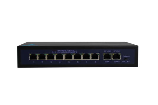 Silarius SIL-SW8POE 10 Ports POE switch with 8/100MB Ports PoE and 2 Gigabit Uplinks - 120W POE