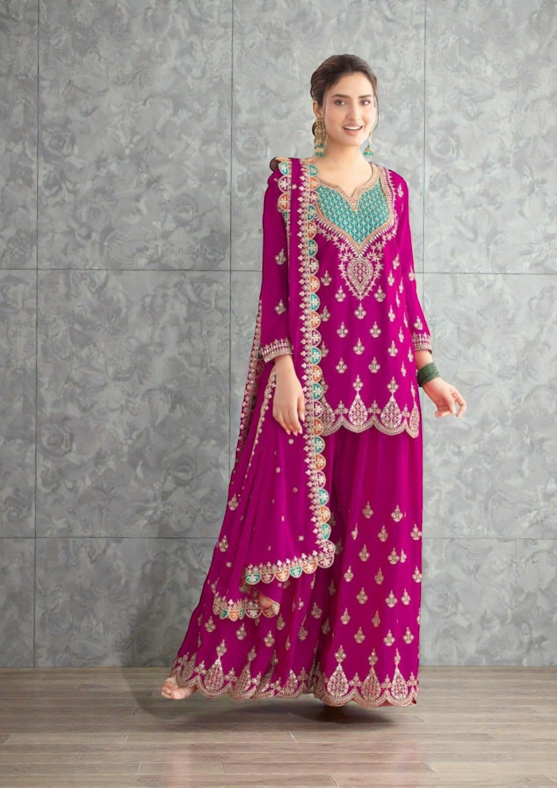 Chiffon sharara suits