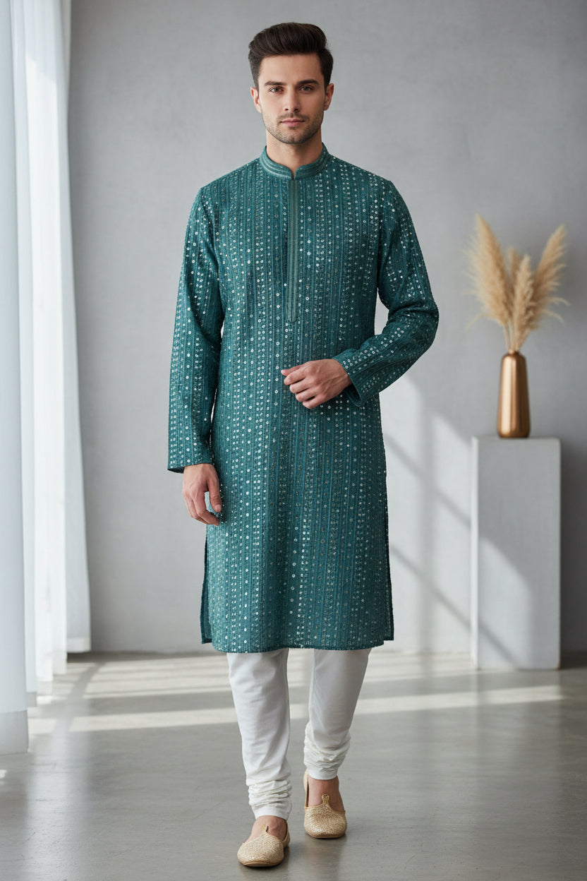Mirror work kurta pajama set for men