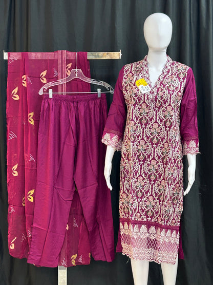 Embroidered party wear suit