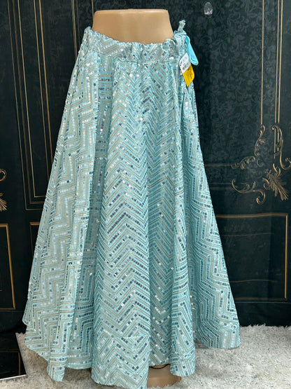 Sequin Lehenga | light blue - garba