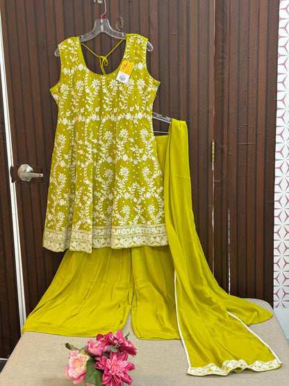 Chiffon Chikankari party wear sharara suit