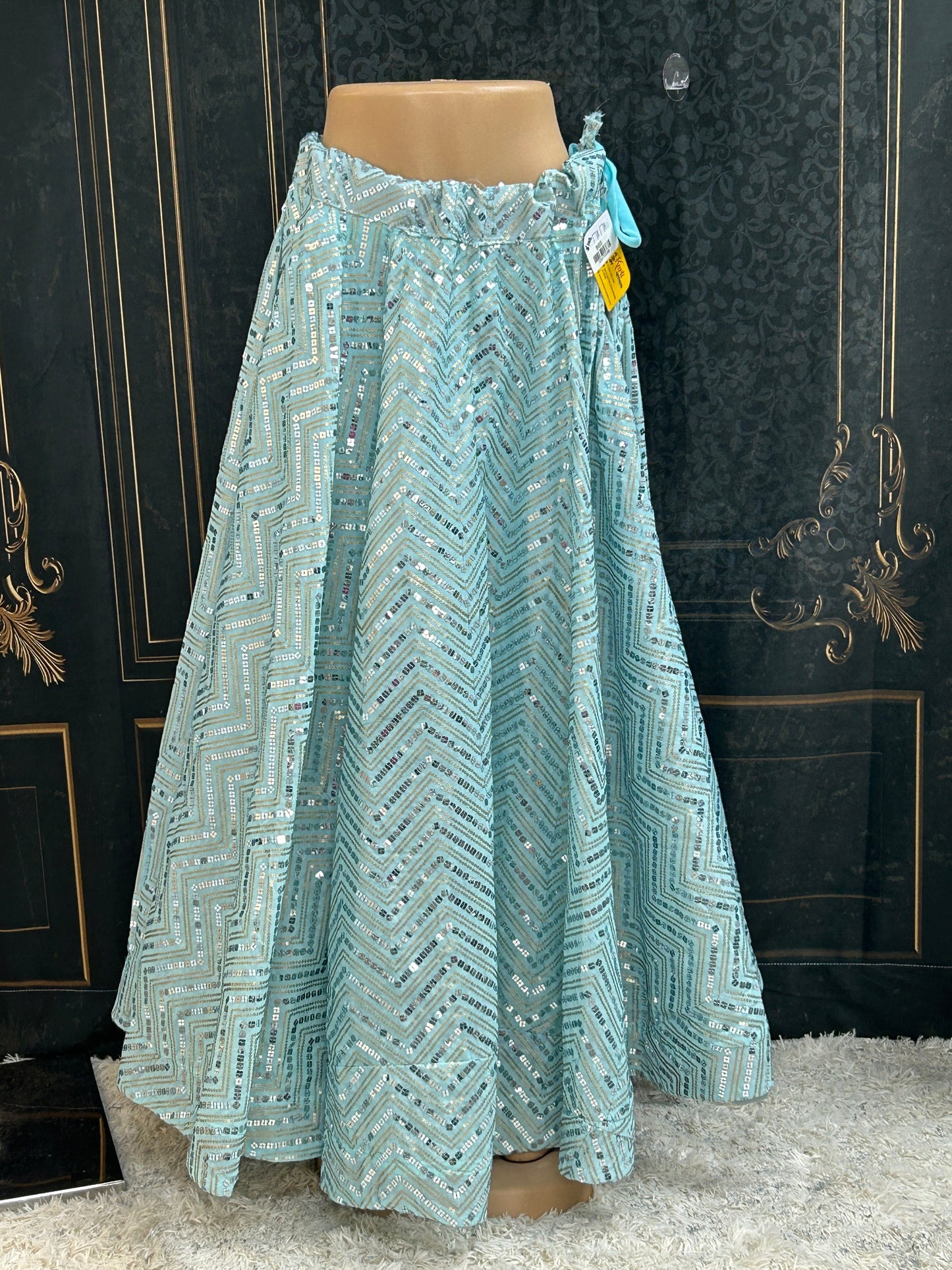Sequin Lehenga | light blue - garba