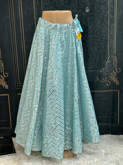 Sequin Lehenga | light blue - garba