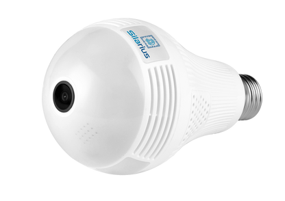 Silarius SIL-FISHBULB3MP 3MP WiFi, bulb fish-eye Camera,  app (IC See) , TF card, 2-Way Audio , app can switch bulb on - 1.29mm lens (SILVER COLOR)