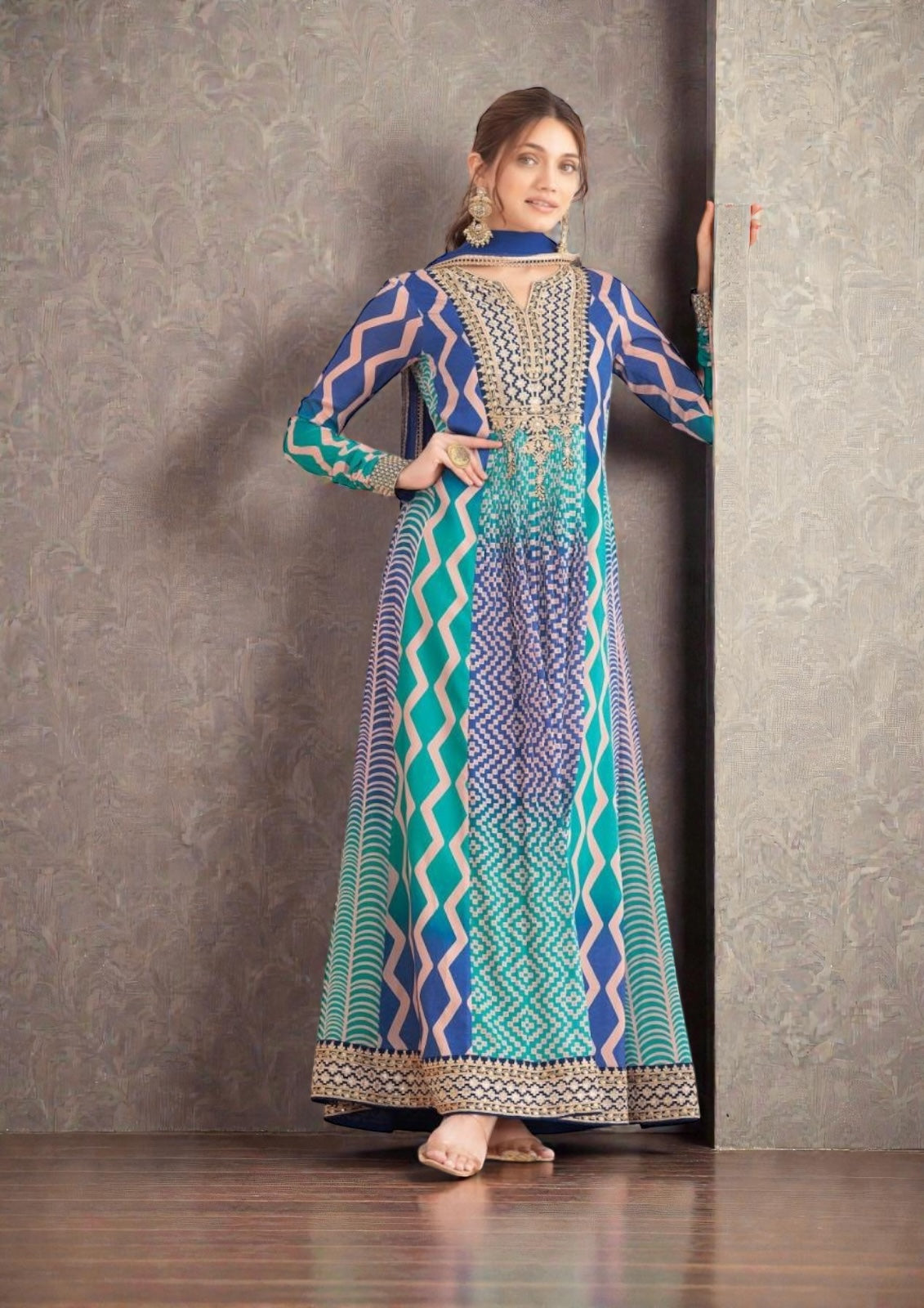 Saawan : Chinon silk long gowns