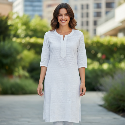 White Chikankari Kurti