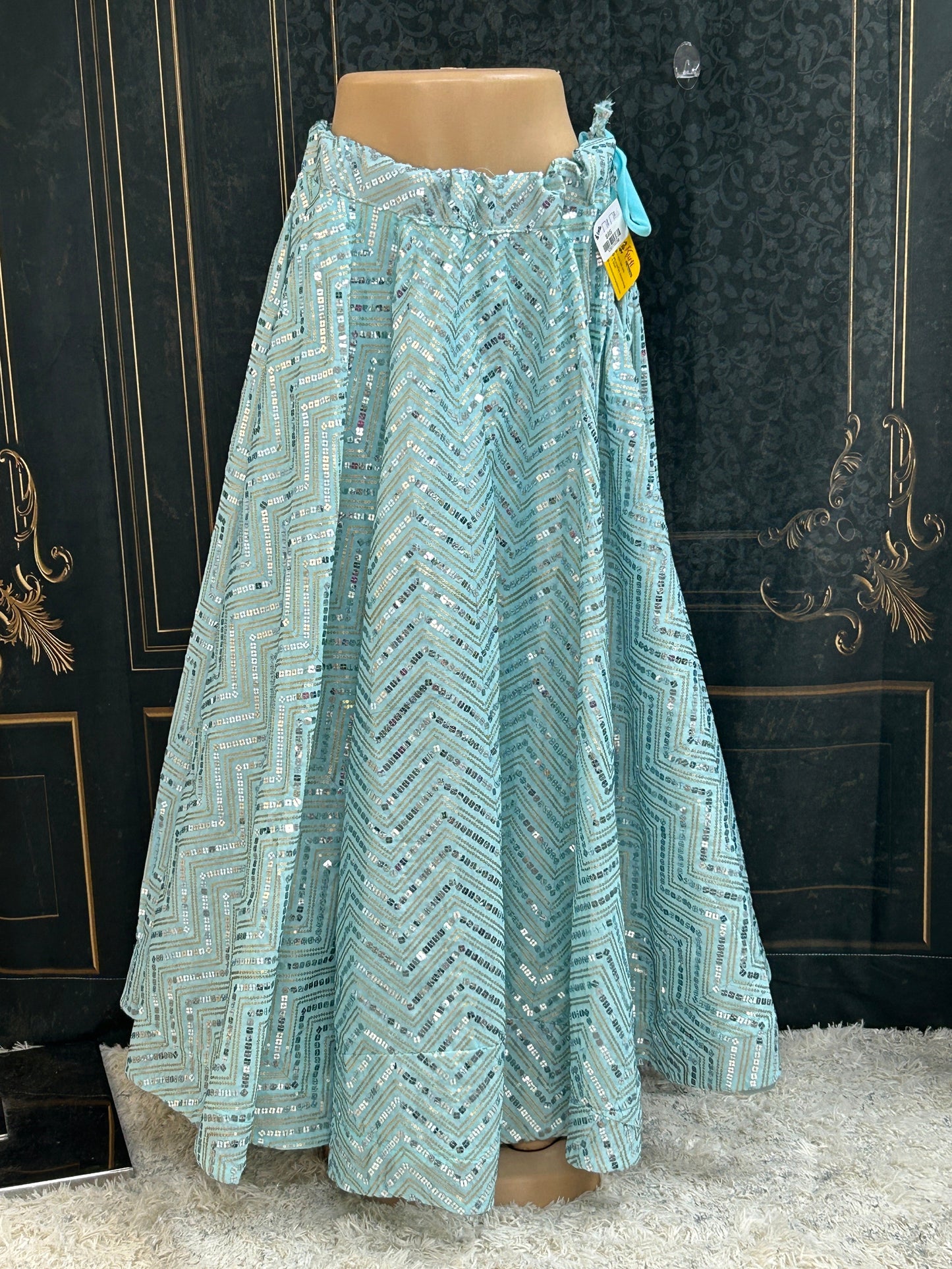 Sequin Lehenga | light blue - garba
