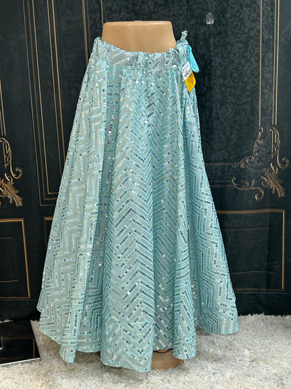Sequin Lehenga | light blue - garba