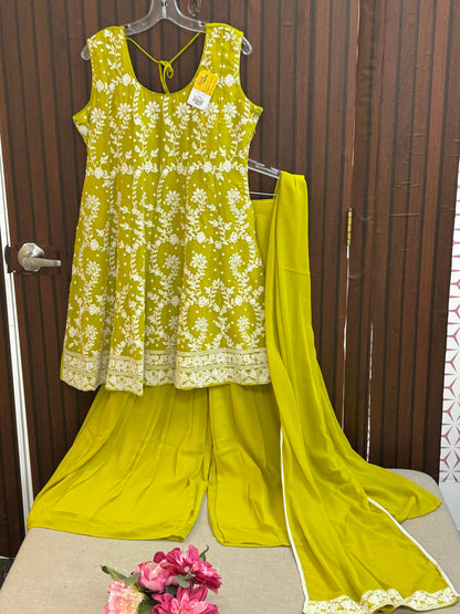 Chiffon Chikankari party wear sharara suit