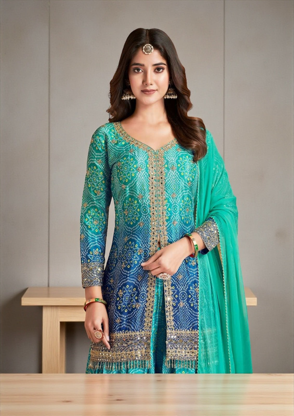 Rangeela : Bandhani silk sharara suits