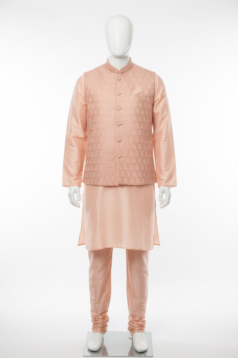 Peach kurta set | mens Kurta pajama with jacket