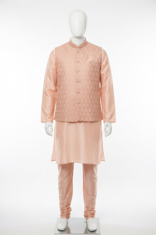Peach kurta set | mens Kurta pajama with jacket