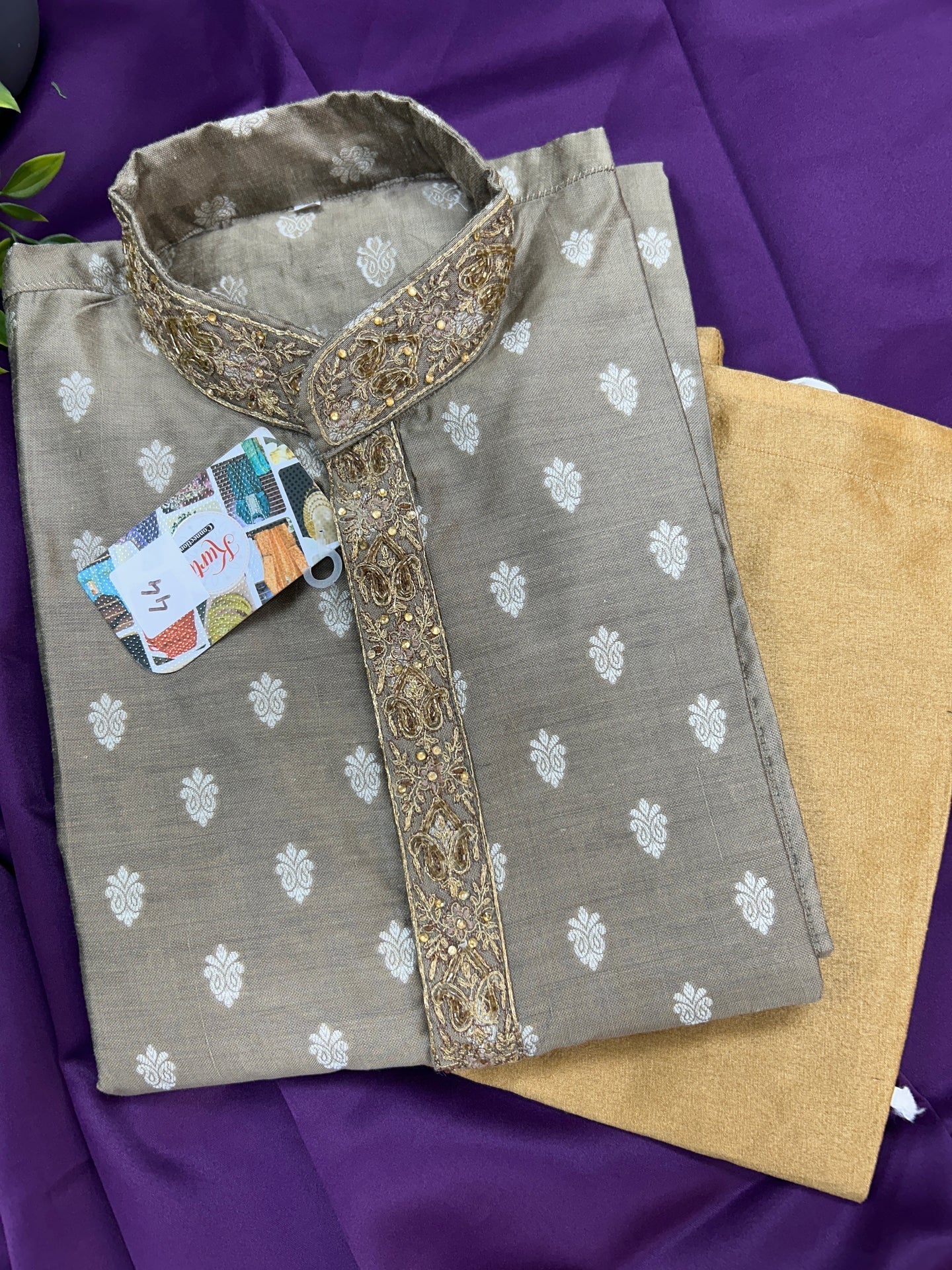 Cotton silk kurta | Mute Gold