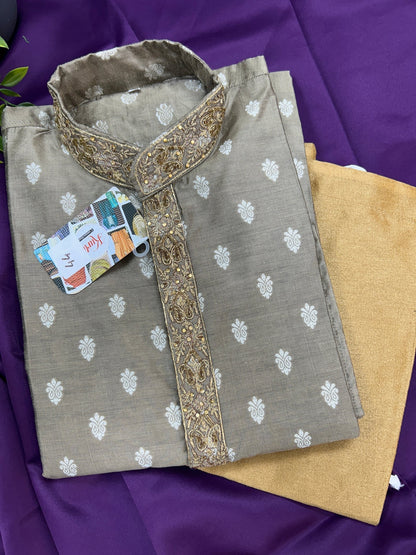 Cotton silk kurta | Mute Gold