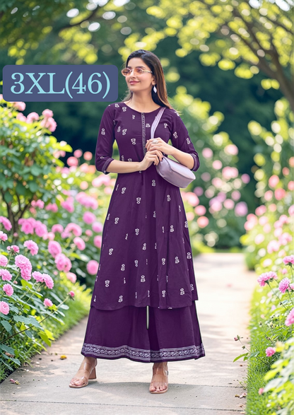 Summer Cotton Kurti plazzo set
