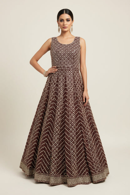 Party wear long gown : Indo western gowns for weddings and reception
