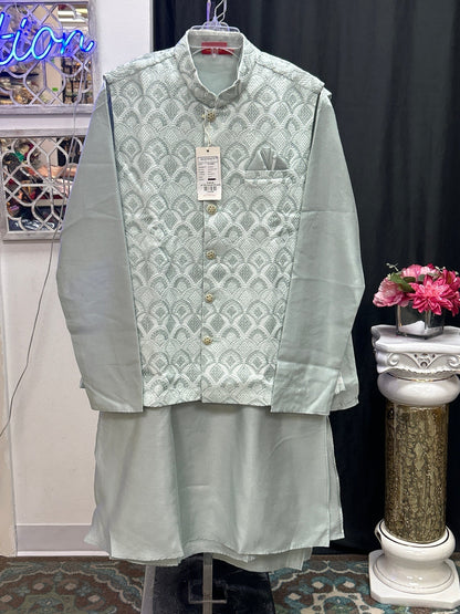 Silk kurta set with jacket