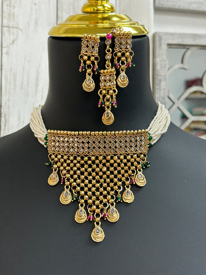 Gold plated necklace set / traditional necklace set