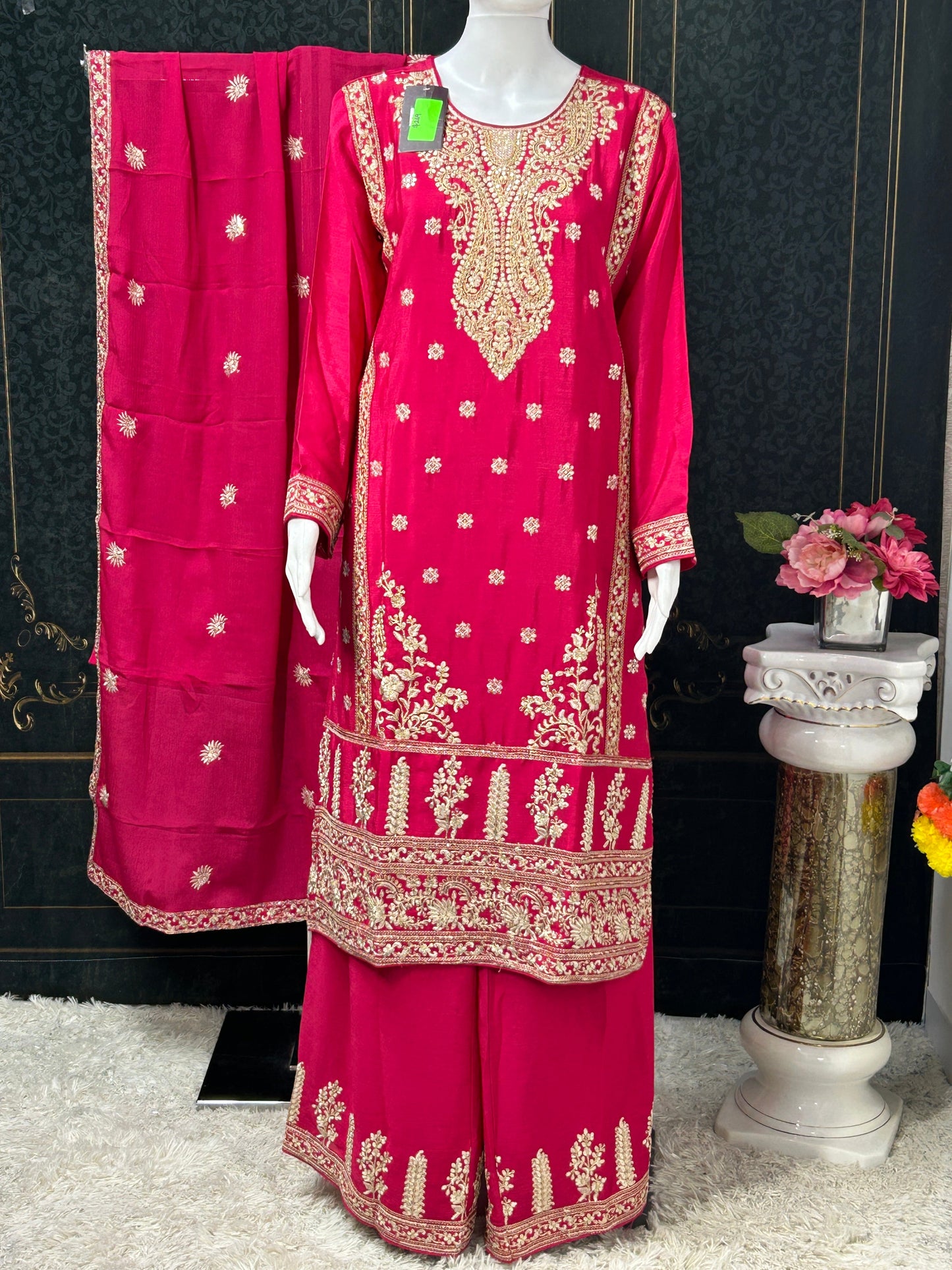 Chinon silk sharara suit