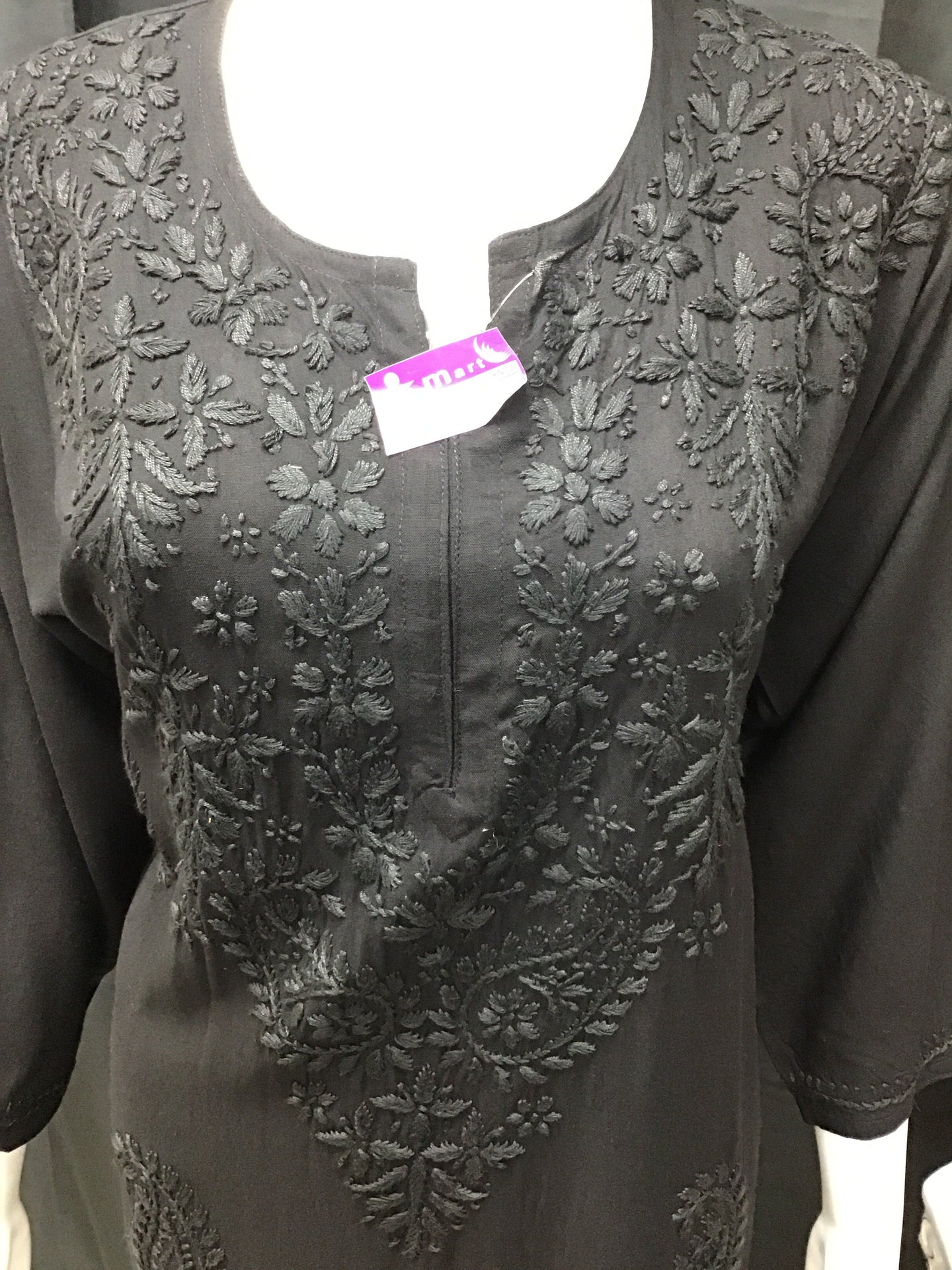 black chikankari lucknowi  kurti
