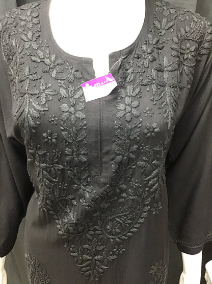 black chikankari lucknowi  kurti