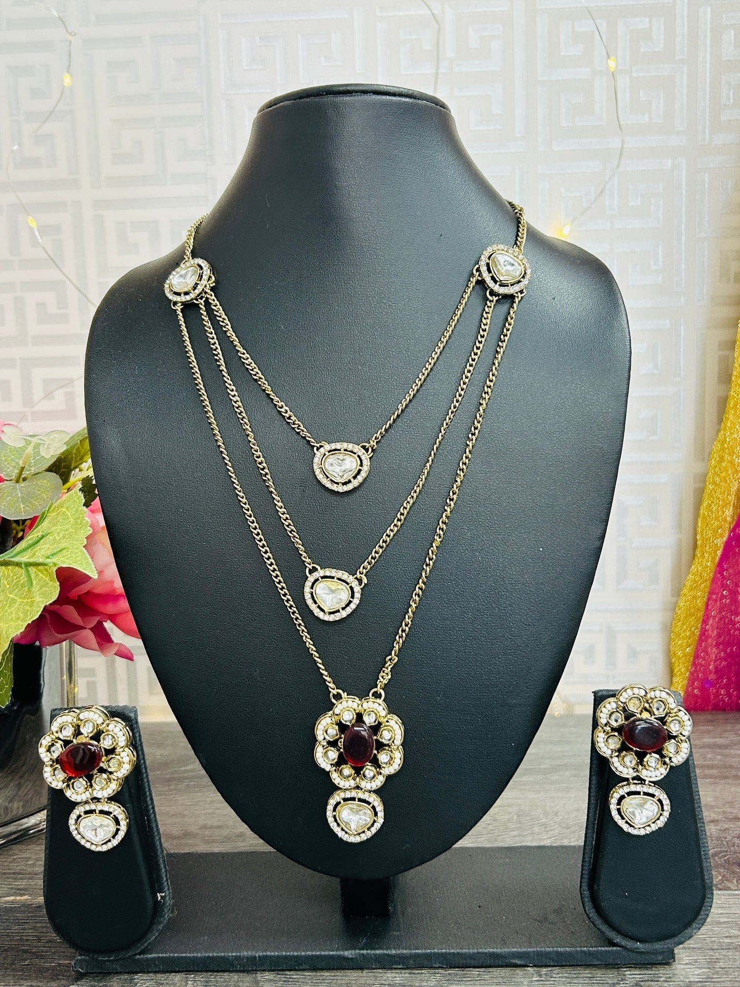 Moissanite Kundan necklace