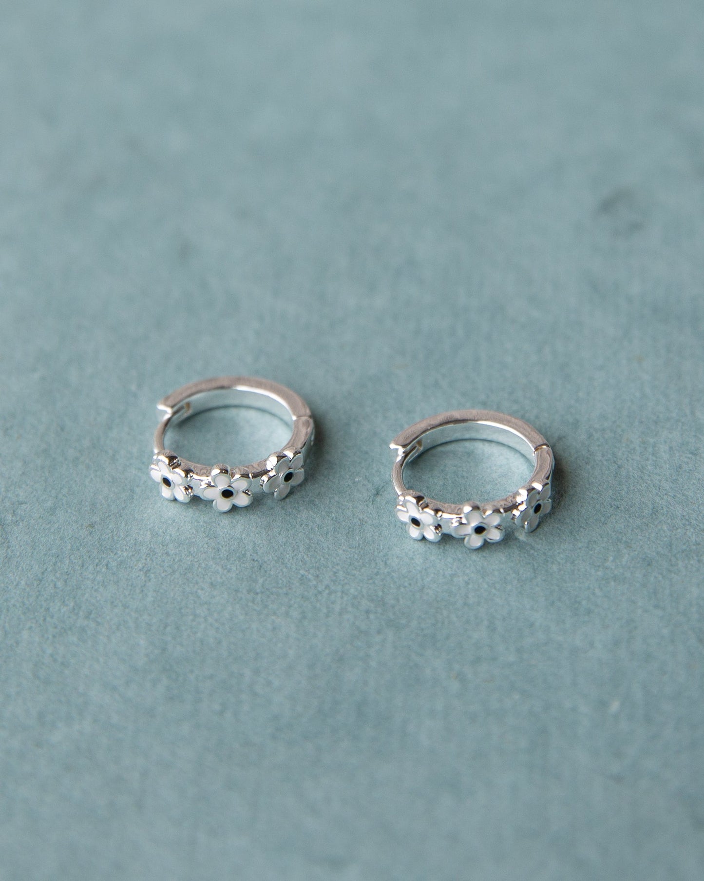 Silver In Bloom Huggie Hoop