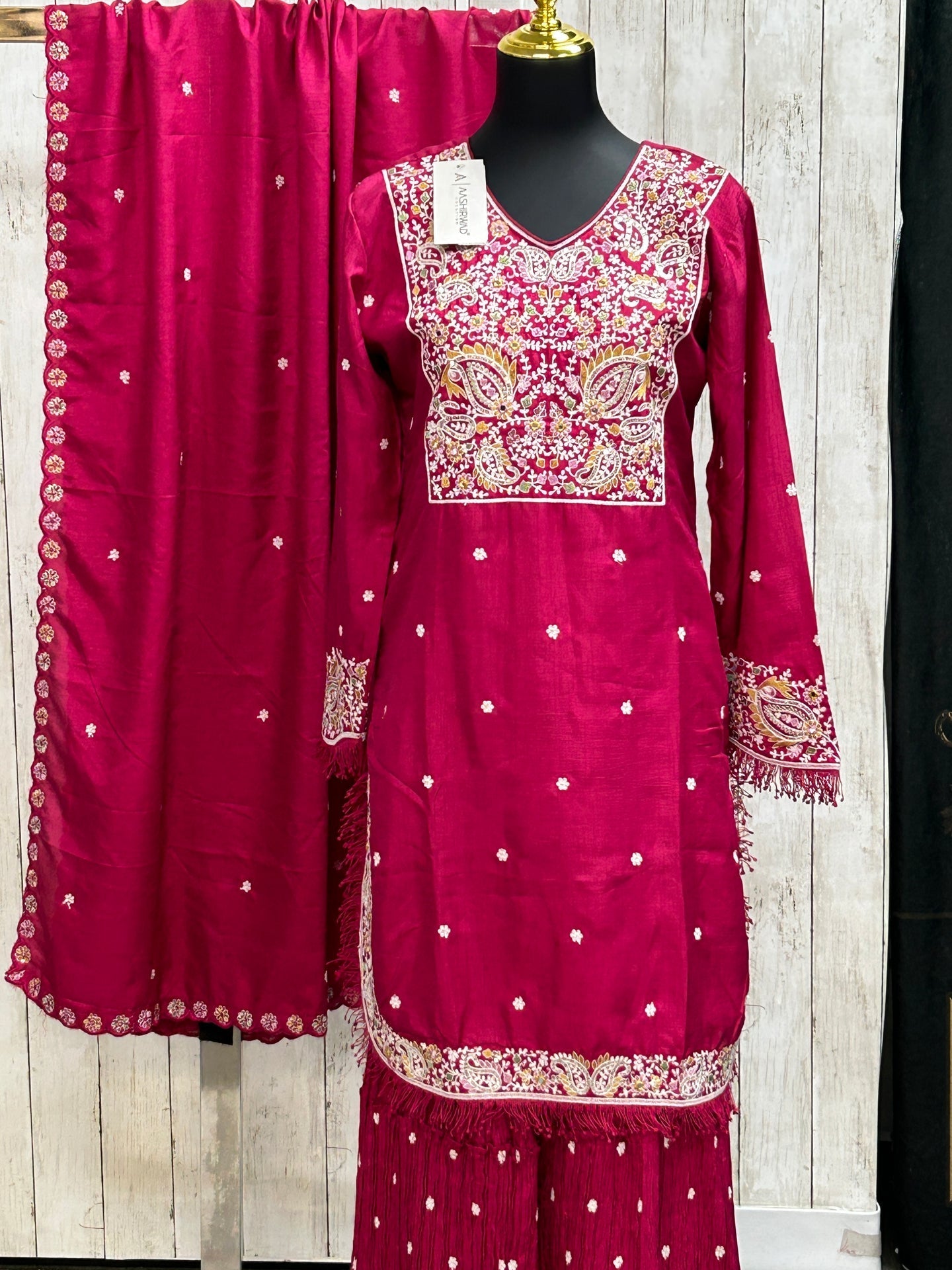 Dark pink sharara set
