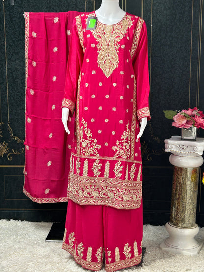 Chinon silk sharara suit