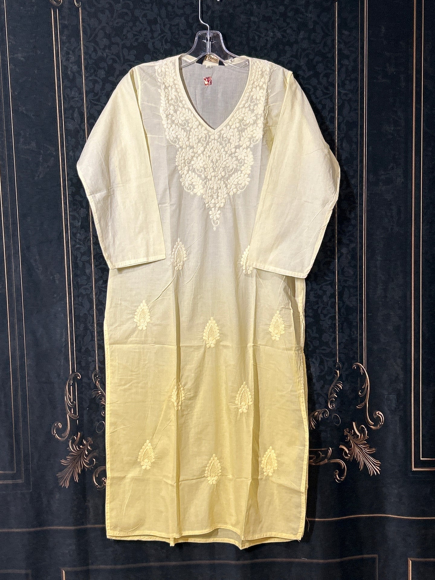 Cotton chikankari kurti / ombré color pattern